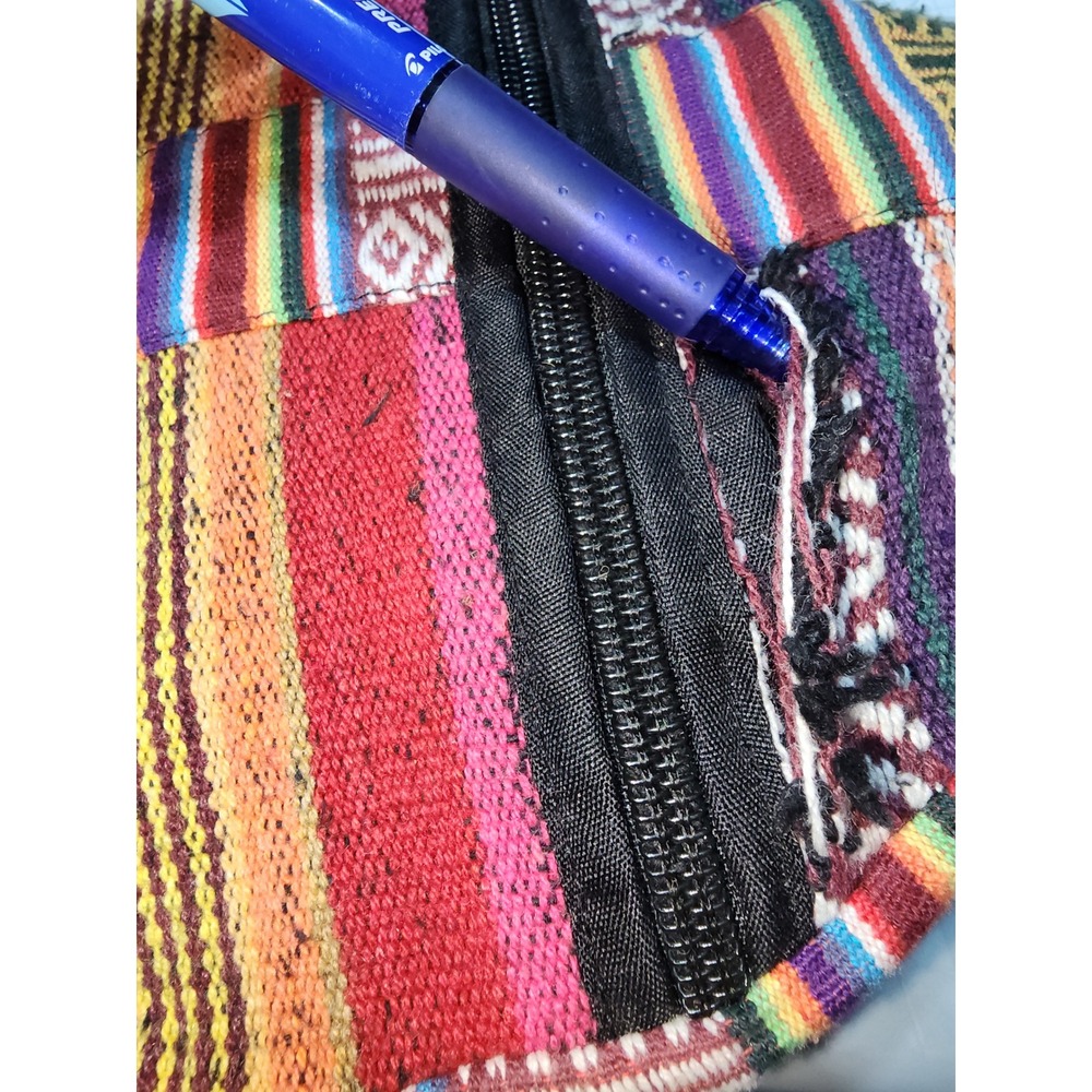 Nepal Woven Cotton‎ Sling Backpack Unisex OS Multi-Color Boho Striped Bag - Picture 12 of 13